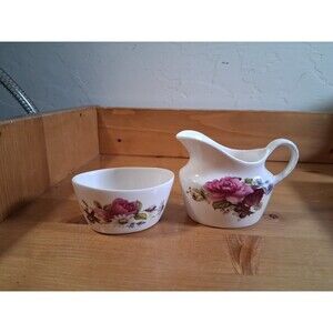 Creamer And Sugar Bowl St George Roses Fine Bone China Made In England